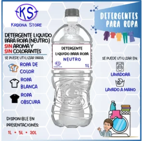 Detergente líquido para Ropa tipo: Neutro (Sin aroma y sin colorantes)