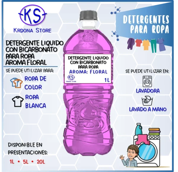 c875afaa-3e7a-4f98-a2c6-3a3711601a7c_d32ea61e-5d3a-4bad-8dd8-08f4b05712b8 Detergente líquido con bicarbonato para Ropa (Aroma: Floral)